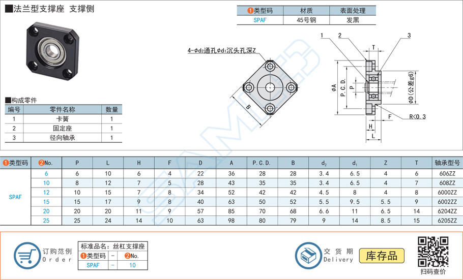 法蘭型絲杠支撐座的構成零件有哪些