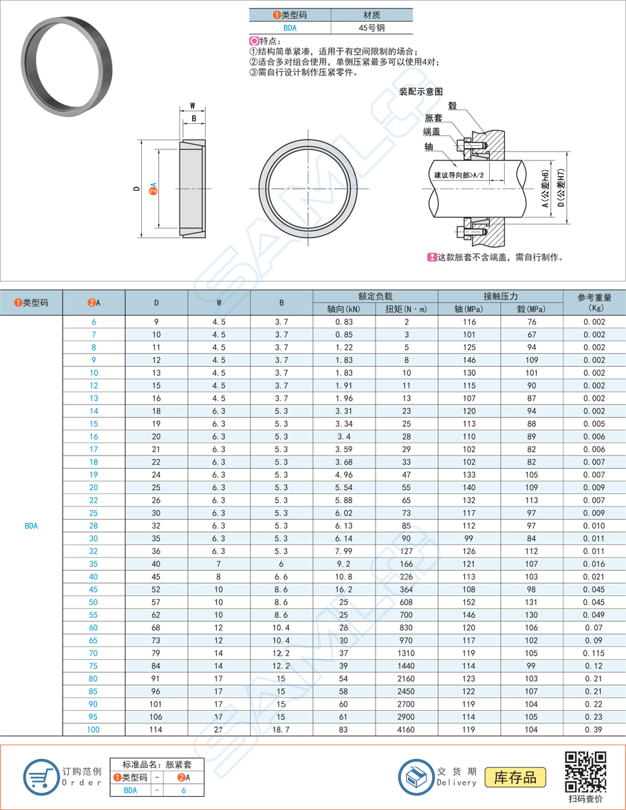脹緊連接套-緊湊型規格參數尺寸
